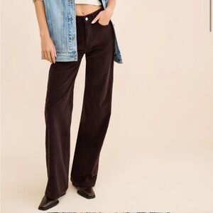 Nce Brown Wide-Leg Corduroy Pants size 27P